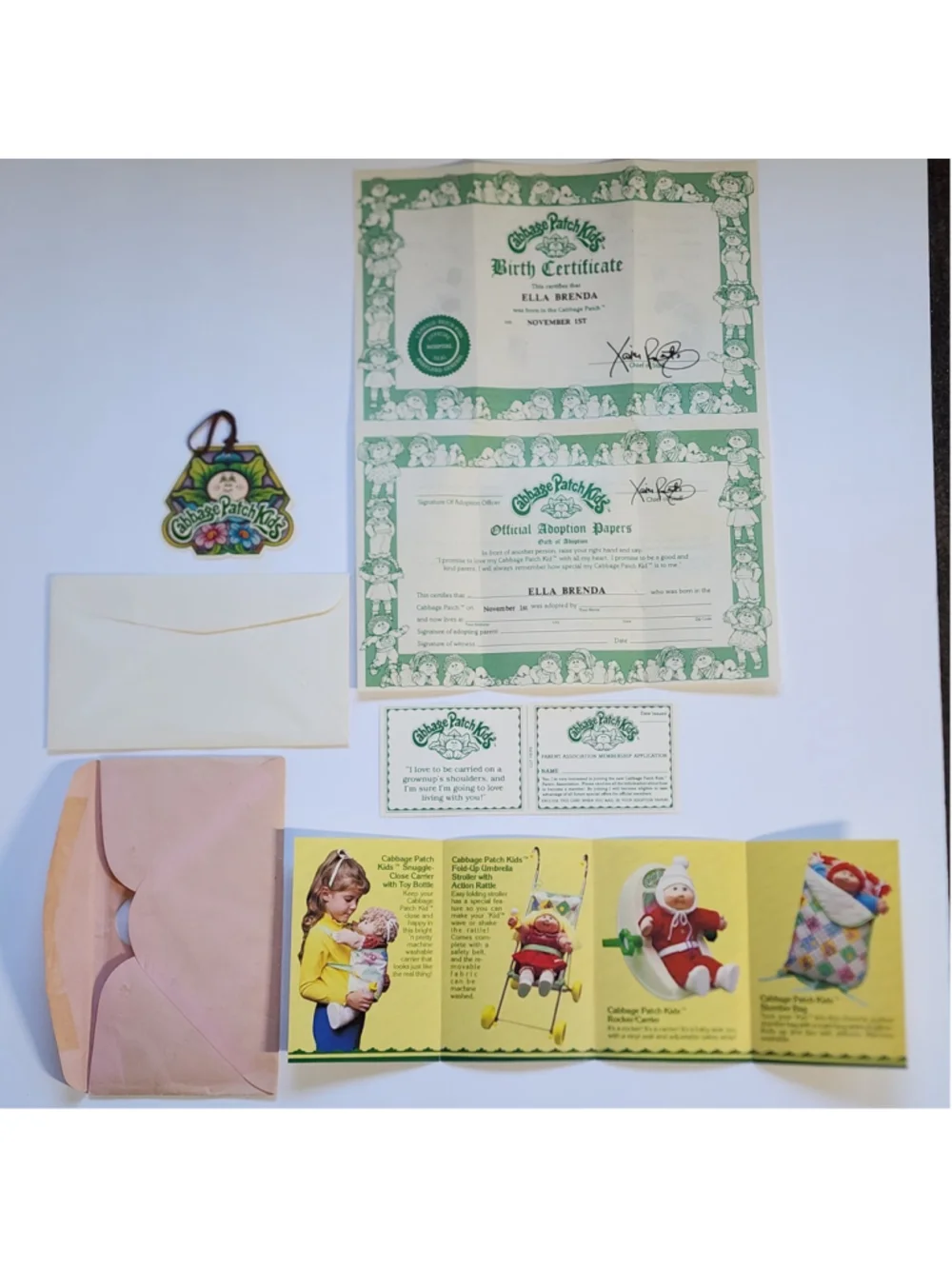 Vtg 1983 Cabbage Patch Kids Doll Ella Brenda HM #2 KT Factory Coleco Box Papers